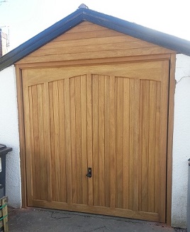 Woodrite Idigbo garage door installed in Oswestry, Shropshire                                             